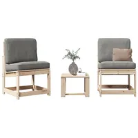 vidaXL 3-tlg. Garten-Lounge-Set Massivholz Kiefer