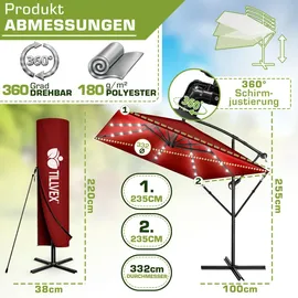 tillvex 330 x 330 cm Rot