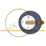 Masbekte Wanduhr Metall Wohnzimmer Uhr, ohne Ticken, Mit Hirsch-Dekoration (für Wohnzimmer, Schlafzimmer, Büro, Arbeitszimmer) goldfarben