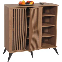 Kommode HWC-M45, Schrank Sideboard Anrichte Highboard, 3D-Design Stauf√§cher 95x90x44cm, braun