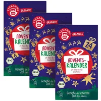 TEEKANNE ORGANICS Adventskalender 2024 3er Set – Bio-Tee Weihnachtskalender mit 24 Teemischungen, nachhaltige Verpackung, 24 Verwöhnmomente, ideal für die Vorweihnachtszeit