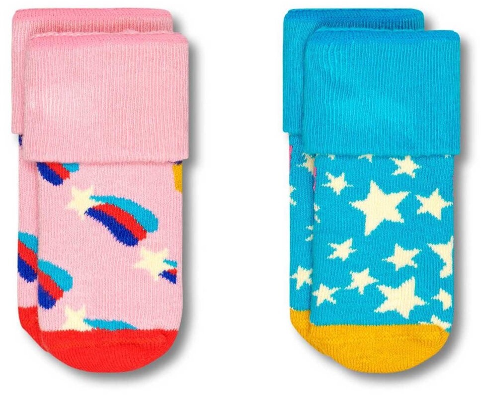 Happy Socks Baby Socken unisex, 2er Pack - Terry Socks, Bio-Baumwolle, Farbmix Shooting Star 13-17