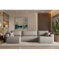 kaiser möbel Ecksofa mit schlaffunktion und bettkasten, Sofa U-form, Couch U-form CAPRI Neve Dunkelbeige