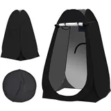 TUKAILAI Camping Toilettenzelt Duschzelt Pop Up Umkleidezelt Privatsphäre Toilette Umkleidekabine Lagerzelt Mobile Outdoor WC Zelt für Camping & Beach, mit Tragetasche 120 x 120 x 190 cm Schwarz