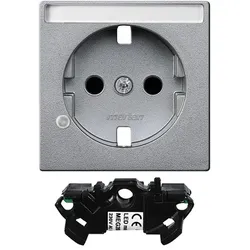 Merten Zentralplatte m. Schriftfeld u. Kontroll-Licht-Modul für SCHUKO-Steckdose, System M (aluminium matt)