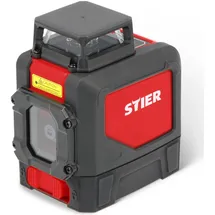 Stier Kreuzlinienlaser 360° x 120°, grün 520nm, Baulaser mit präziser Nivelliergenauigkeit von ±3 mm / 10 m, IP54