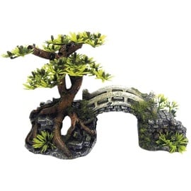 Nobby Aqua Ornaments BRÜCKE MIT BONSAI mit Pflanzen, 20,3 x 9,0 x 14,0 cm, 1 Stück