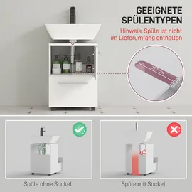 Homcom Waschbeckenunterschrank Unterschrank mit Schrankfach Schublade Badezimmerschrank Waschtischunterschrank Badschrank für Badezimmer 41,5 x 35,5 x 59 cm Weiß