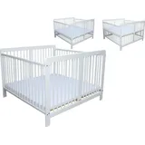Micoland Zwillingsbett Zwillingskinderbett Kinderbett für Zwillinge massiv weiss mit 2 Matratzen 120x120cm
