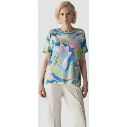 Print-Shirt LECOMTE "LeComte T-Shirt mit farbenfrohem Muster", Damen, Gr. 44, grün, 100%Baumwolle, feminin, gerade, Kurzarm, Shirts