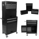 Fanttik Werkzeugwagen 2 in 1 abnehmbarer Werkzeugkasten,Symbollschrank auf Rädern, Schwarz, max. Traglast:100 kg, (6-schalbeschaltbare Roll-Werkzeugkiste mit 4 Universalrädern), Werkzeugwagen leer,für Garage Workshop Reparaturwerkstatt