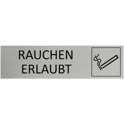 CombiCraft Aluminium Türschild Rauchen erlaubt 165x45mm mit 3M-Tape