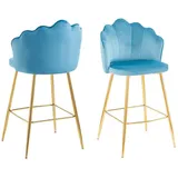 SalesFever »Clam Barstuhl mit Stil« Set, 2er Set, Extravagantes Muscheldesign im praktischen 2er Set, blau Textil, konisch, 52x100x54 cm, Esszimmer, Barmöbel, Barhocker