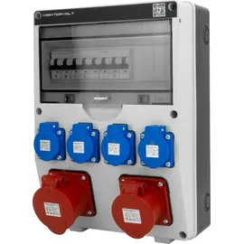 Doktorvolt Baustromverteiler 32A 16A CEE 4x230V mit LS-Schalter TGD-S Stromverteiler Wandverteiler Doktorvolt DV-6036-D