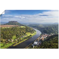 Artland Poster »Blick auf Elbe & die Sächsische Schweiz«, Berge & Alpenbilder, (1 St.), auf Keilrahmen gespannt Artland Farbe Bild(er): grün