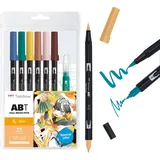 Tombow ABT Dual Brush Pen Watercolor Manga Set 6 St. schwarz
