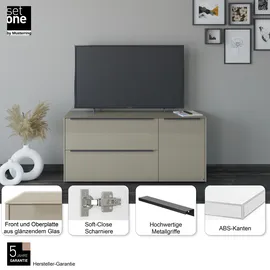 Set One by Musterring Reno TV-Lowboard 137 cm Grau/Braun Glas/Holzwerkstoff