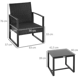 Outsunny Polyrattan Sitzgruppe Set 5-tlg. schwarz