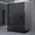 doporro Duschwand Duschtrennwand 100x200 Walk-In Dusche schwarz mit Doppel-Stabilisator aus Echtglas 10mm ESG-Sicherheitsglas Vollgrau