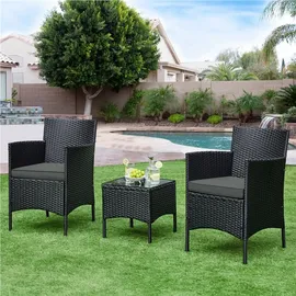 Yaheetech Gartenmöbel Set 4-tlg. Schwarz/Grau