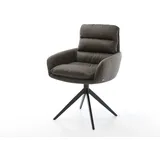 DELIFE Esszimmerstuhl Abelia-Flex mit Armlehnen Mikrofaser Anthrazit Vintage Kreuzgestell breit Schwarz, Esszimmerstühle