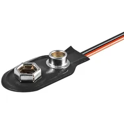 Batterieclip für 9V Blöcke, I-Form, Kunststoffausführung