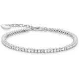 Thomas Sabo Tennisarmband mit weißen Steinen Silber, 925er Sterlingsilber, mit weißen Zirkonia- Steinen, Länge: 16-19 cm, A2021-051-14-L19V