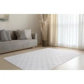 Kayoom Teppich KAYOOM "Botany 625", silber, B:80cm H:18mm L:150cm, Polyester, Teppiche, Teppich, weicher kuscheliger Kurzflor, Fellhaptik, alle Räume, viele Farben
