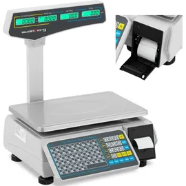 Steinberg Systems Kontrollwaage Preisrechenfunktion Etikettendruck 2000 Speicherplätze 30 kg / 15 g 38 x 26,5 cm mit Etikettendrucker LCD