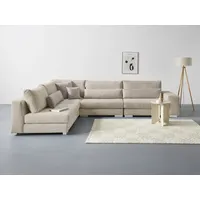 Ecksofa HOME AFFAIRE "Vasco L-Form" Sofas Gr. B/H/T: 355cm x 88cm x 240cm, Cord, Recamiere beidseitig montierbar, beige inkl. 10-teiligen Kissen-Set