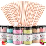 Misskandy®, Zuckerwatte Zucker (Natürliche Aromen und Farbstoffe) / set (6 * 300Gr): Erdbeere/Piña Colada/Apfel/Marshmallow/Cola/Himbeere/zucker für zuckerwattemaschine /+ 50 Stäbchen