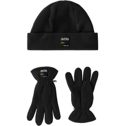 Skimütze ALPHA INDUSTRIES "Alpha Industries Accessoires - Scarves Label Fleece Set", Damen, Gr. XL, schwarz, Obermaterial: 100% Polyester, Mützen