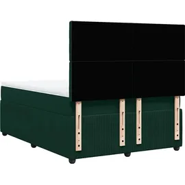 vidaXL Boxspringbett 140 x 200 cm Dunkelgrün
