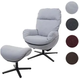 Mendler Relaxsessel HWC-L12 Polyester 72 x 101 x 72 cm Grau mit Hocker