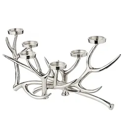 EDZARD Kerzenleuchter James, Geweih-Design, Aluminium vernickelt, Länge 50 cm, Höhe 27 cm, 6-flammig