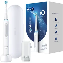 Oral-B iO Series 4, elektrische Zahnbürste mit Magnet-Technologie, 4 Putzmodi, Reiseetui, Quite White