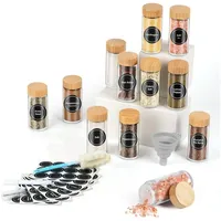 Luxuskollektion Gewürzgläser Set 12x 120ml Rund Holzdeckel Streueinsatz-Gewürzbehälter