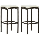 vidaXL Barhocker mit Kissen 2 Stk. Braun Poly Rattan