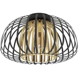 EGLO Deckenlampe Encinitos, 1 flammige Deckenleuchte, Wohnzimmerlampe aus Metall in Schwarz und Messing-Gebürstet, Schlafzimmerlampe mit E27 Fassung