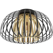 EGLO Deckenlampe Encinitos, 1 flammige Deckenleuchte, Wohnzimmerlampe aus Metall in Schwarz und Messing-Gebürstet, Schlafzimmerlampe mit E27 Fassung