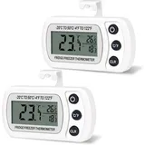 Odipie - niemals verwendet] 2-teiliges Thermometer, digitale Kühlschrank-Gefrierschrank-Temperatur -20 bis 50 °c, leicht ablesbares LCD-Display (weiß)