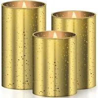 Kesser LED Kerzen 3er Set 10 cm 12,5 cm 15 cm gold