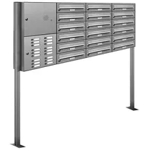 AL Briefkastensysteme - 18er V2a Edelstahl Briefkasten Standanlage Freistehend Mit Klingel