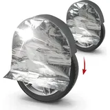 Walser 2x Reifen-Thermoabdeckung, 2 Stück Radschutzhüllen bis 17 Zoll/195mm, Radabdeckung-Set, Reifentaschen-Schutzhülle, Reifenabdeckung silber