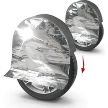 Walser 2x Reifen-Thermoabdeckung, 2 Stück Radschutzhüllen bis 17 Zoll/195mm, Radabdeckung-Set, Reifentaschen-Schutzhülle, Reifenabdeckung silber
