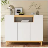 ANYSUN Sideboard Sideboard Weiß modern mit Türen, viel Stauraum Aufbewahrungsschrank (Sideboard 3 Türen), Modernes Sideboard weiß mit 3 Türen und viel Stauraum für Zuhause weiß