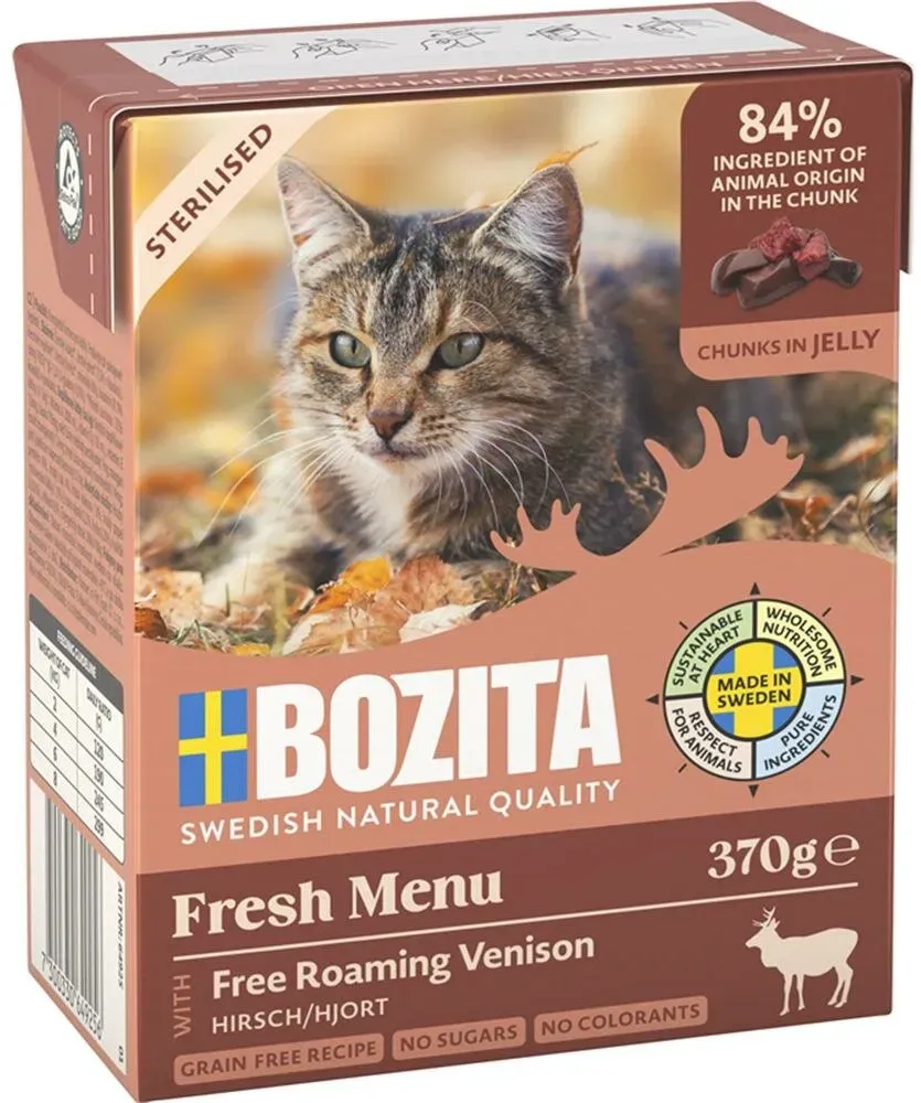 Bozita Sterilised Häppchen in Gelee mit Hirsch 6x370g