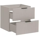 Lomadox Badezimmermöbel Waschtisch-Unterschrank 60cm Kaschmir beige mit gerilllter Front Waschbeckenschrank mit 2 Softclose-Auszügen, B/H/T ca. 60/57/46 cm