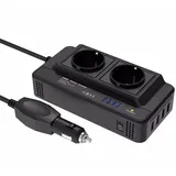 KBIBCK 200W Auto Spannungswandler Wechselrichter DC 12V Auf AC 220V mit 2 Steckdosen & 4 USB Ports, KFZ Spannungswandler mit Zigarettenanzünderstecker für Auto Camping Urlaub Laden von Handys, Laptops