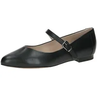CAPRICE Damen Ballerinas aus Leder mit Klettverschluss, Schwarz (Black
